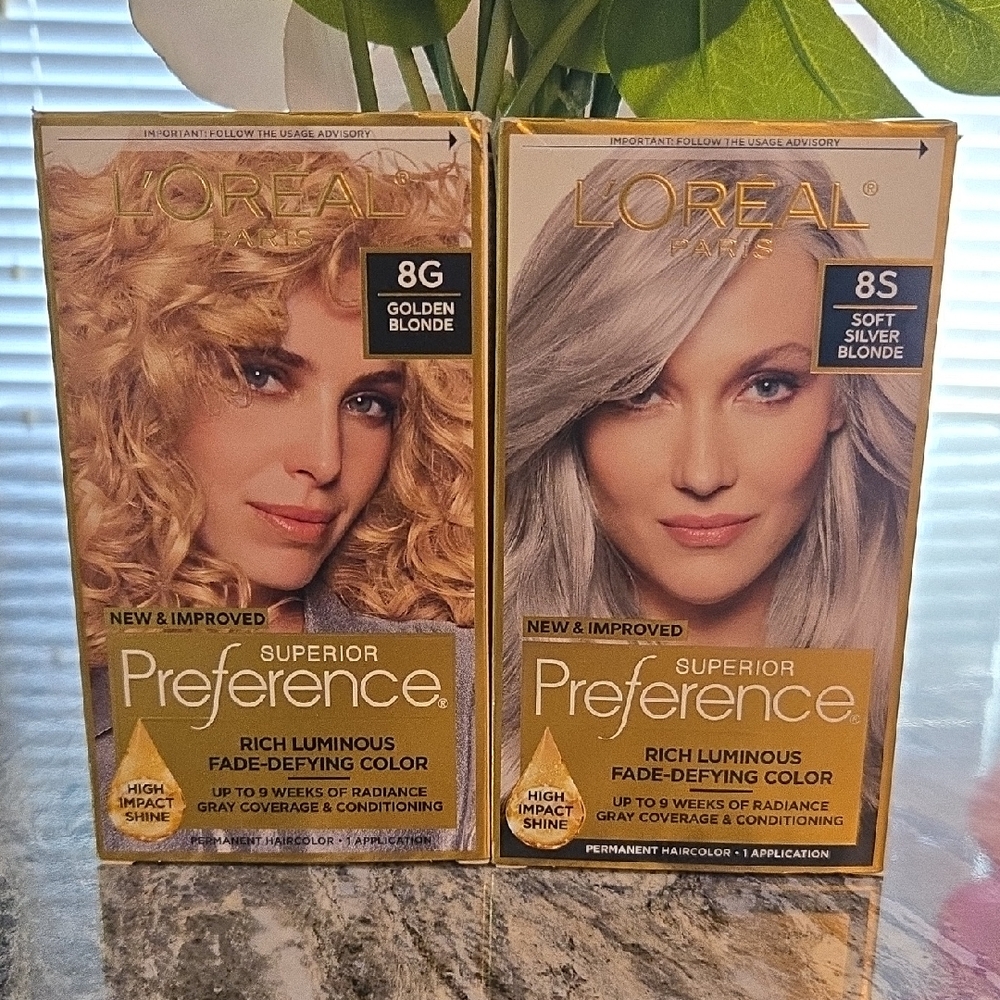 L'Oreal Superior Preference in Golden Blonde and Soft Silver Blonde